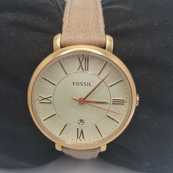 Fossil Jacqueline ES3487 Women's Beige Leather Analog Dial Quartz Watch BC537 - Picture 1 of 10